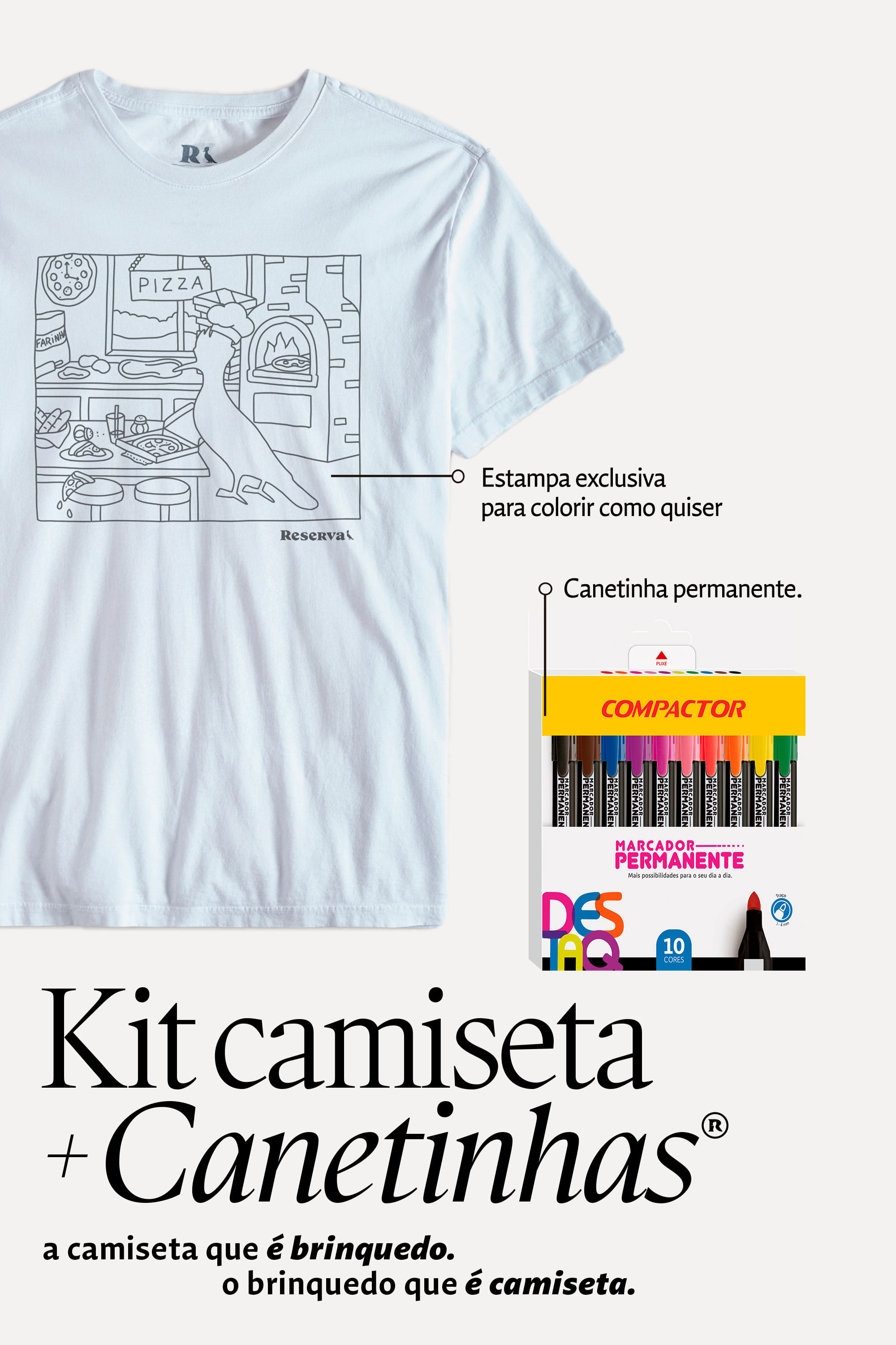 Kit Camiseta E Cane Mini Est Pp Pizzaria