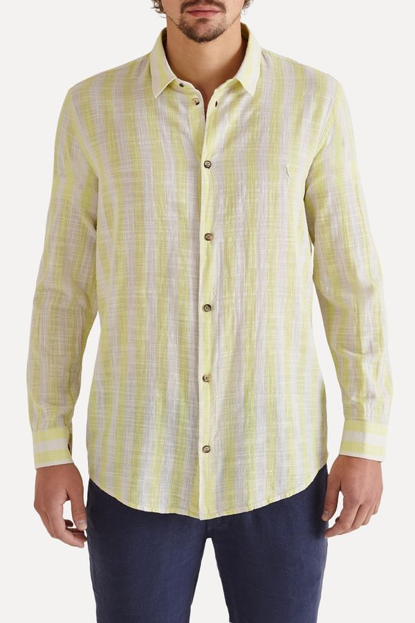 Camisa Listrada Contraste Verde Lima - P