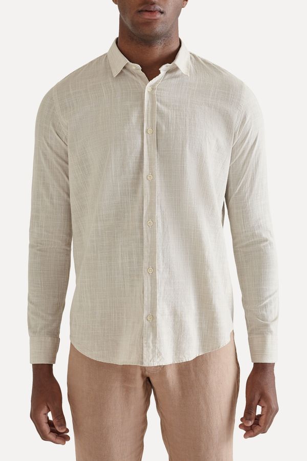 Camisa Listrada Flame Leve Areia - P