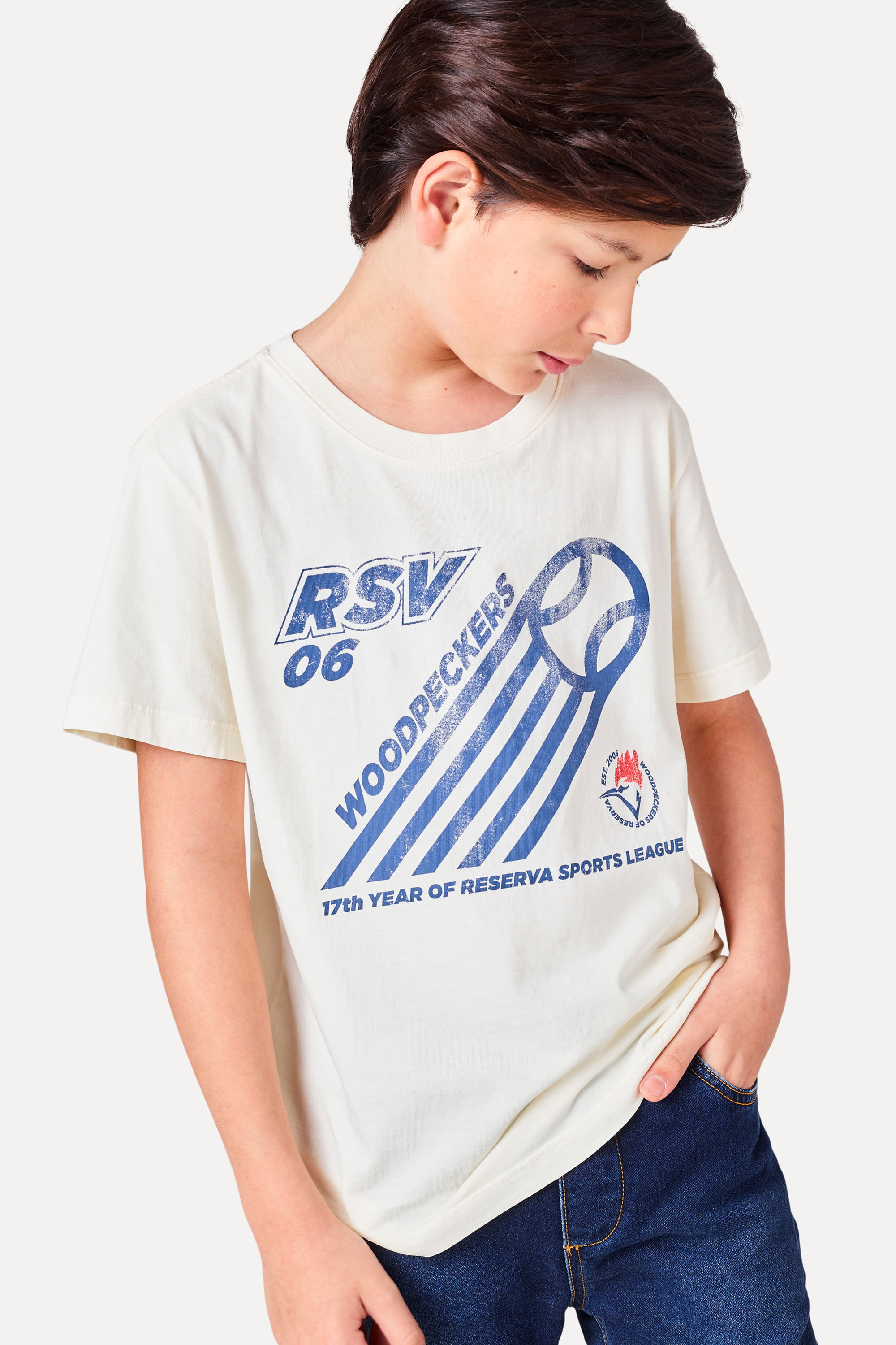 Camiseta Mini Tp Estampa Rsv Woodpeckers - Off White - 02