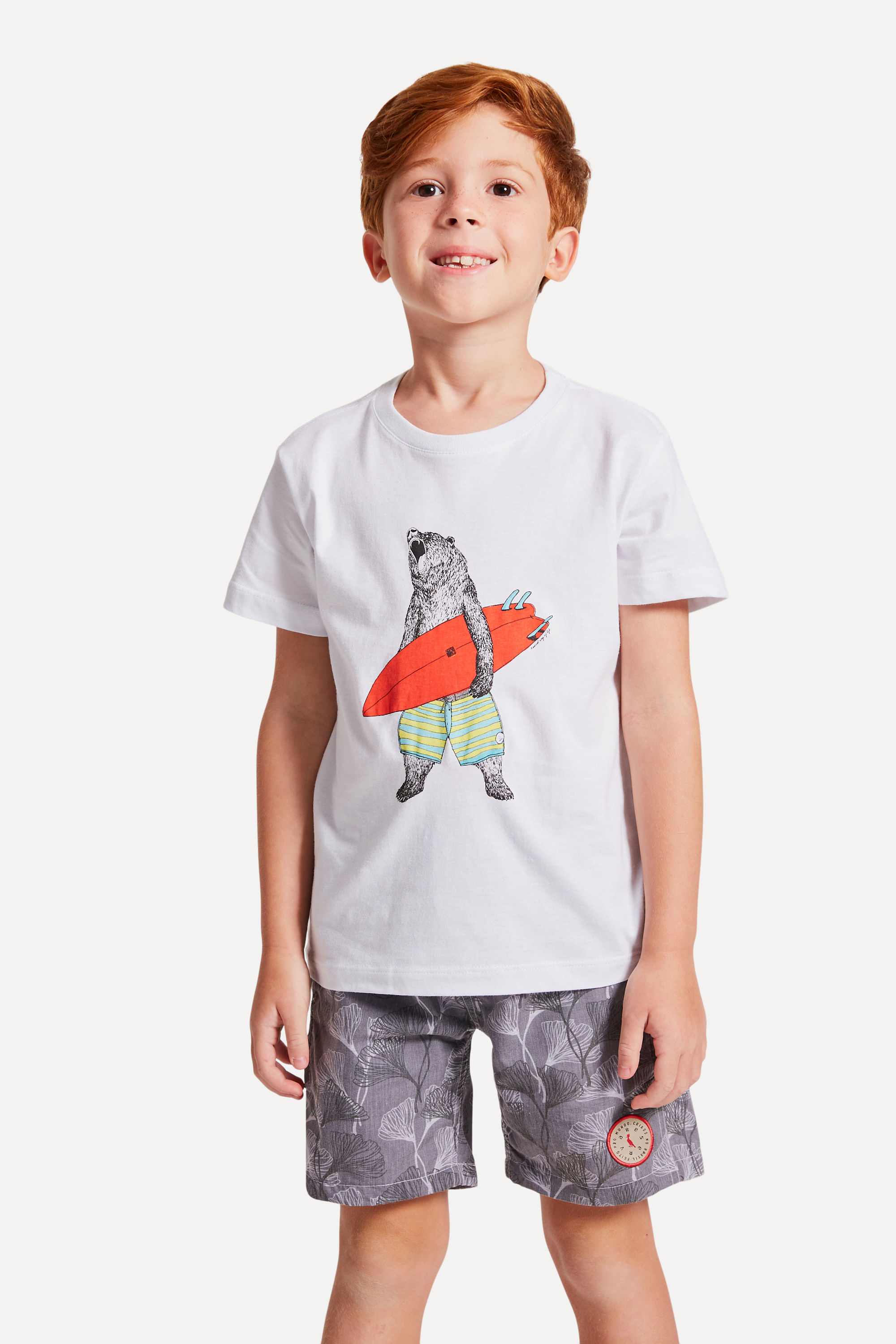 Camiseta Mini Surf Bear - Branco - 06