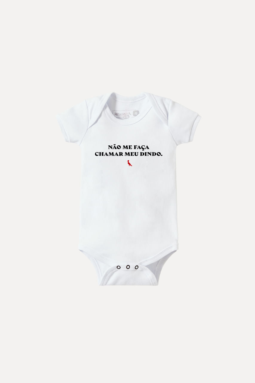 Macaquinho Body Bb Estampa Chamar Dindo - Branco - 1