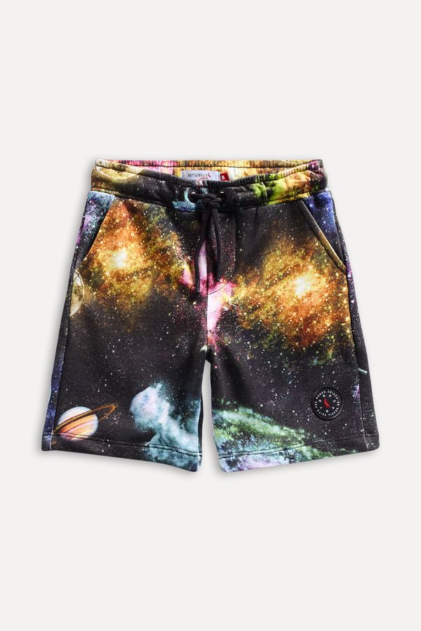 Bermuda Moletom Mini Estampa Space Preto - 02