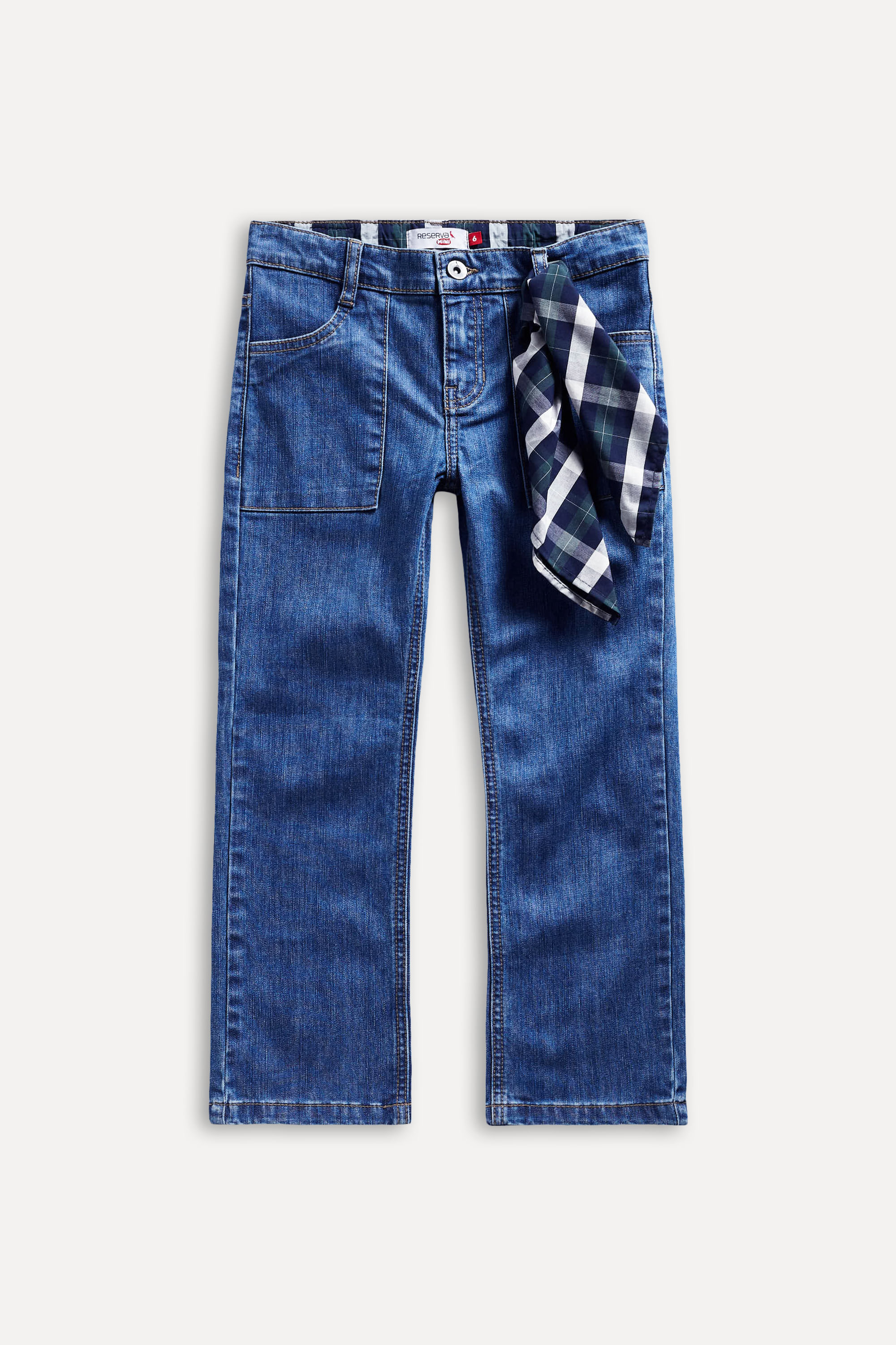 Calca Mini Jeans Cos Interno Xadrez