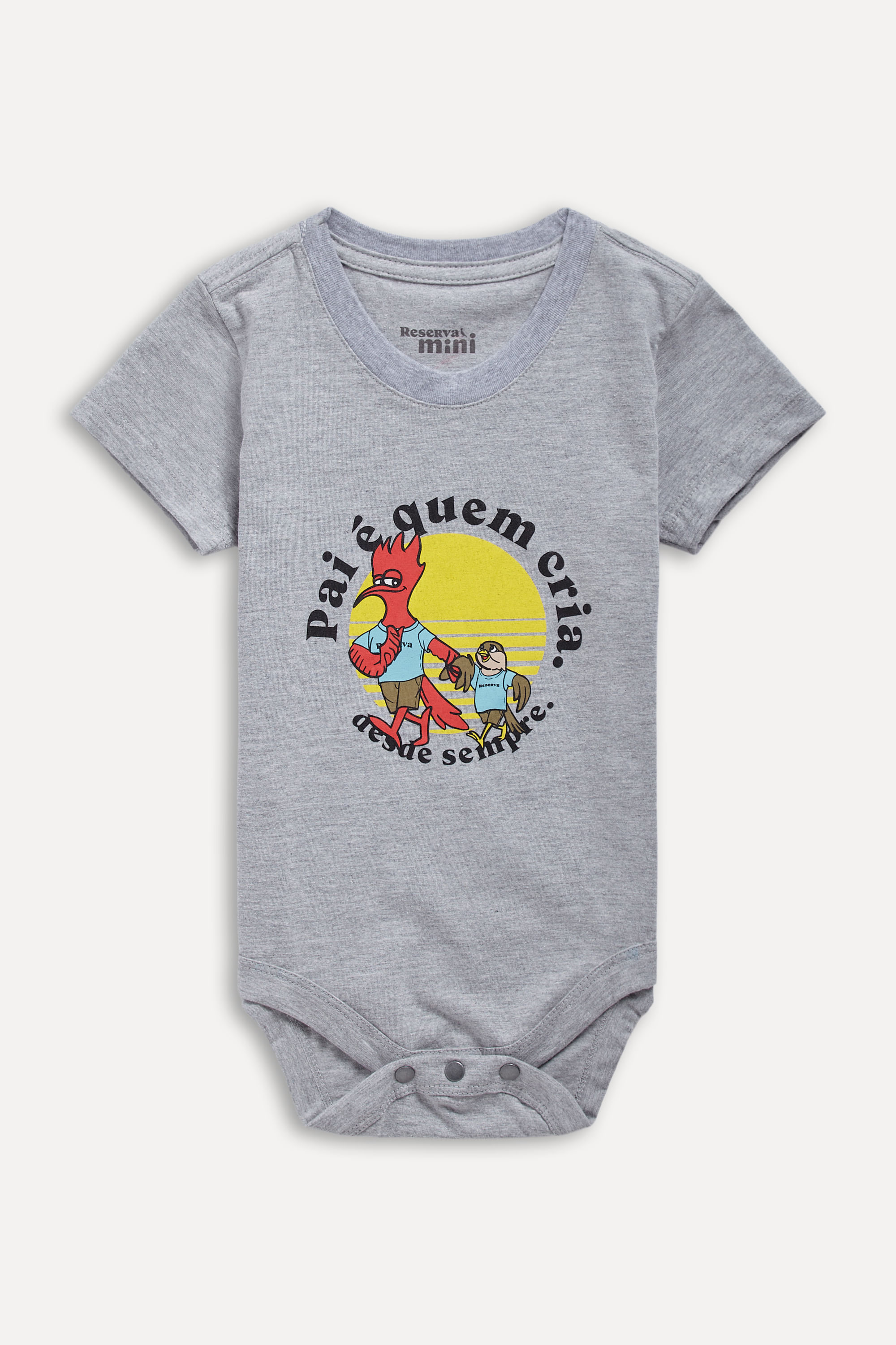 Body Bb Estampado Pai e Quem Cria - Cinza Mescla - G