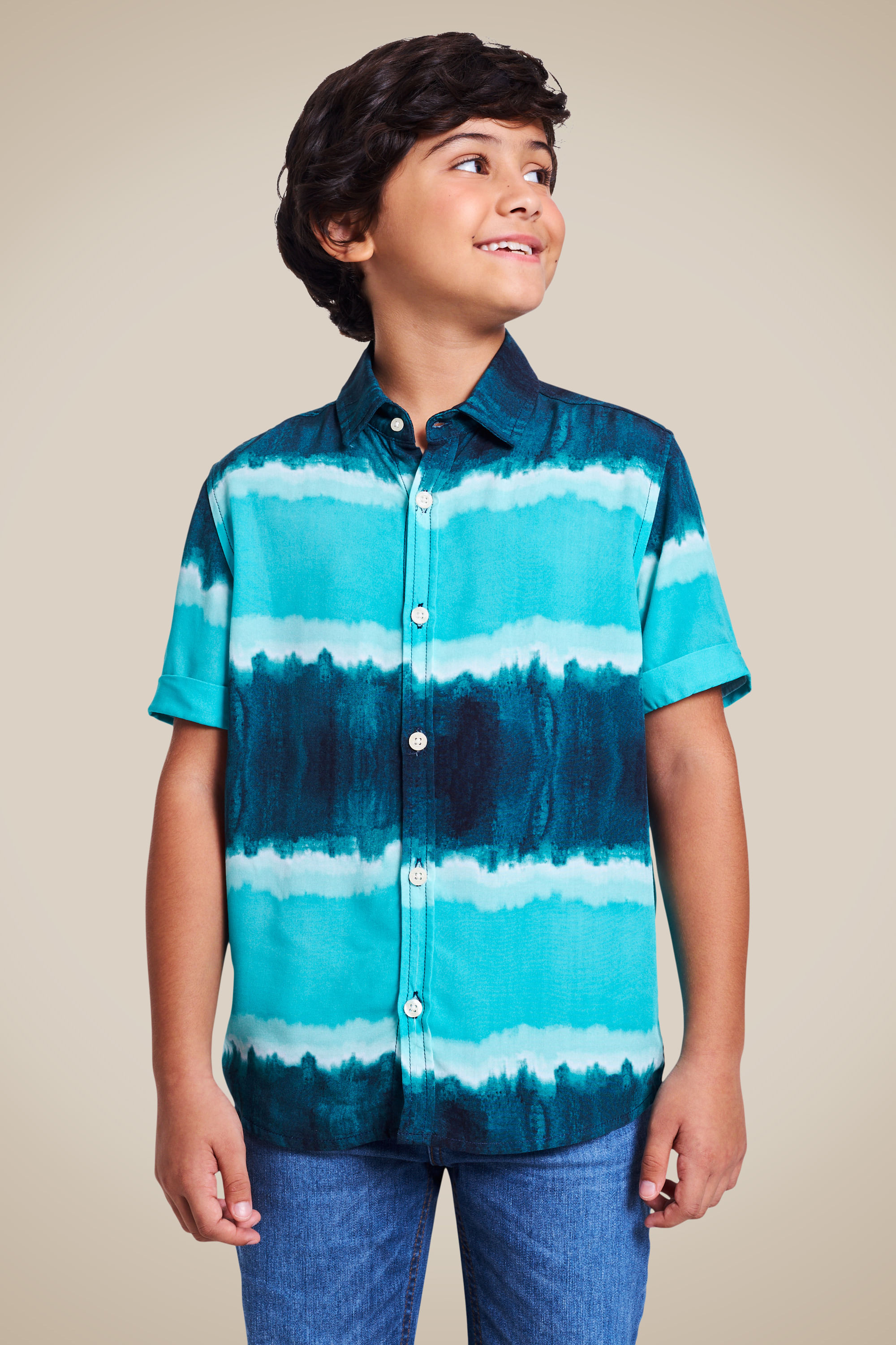 Camisa Mini Mc Tie Dye - Azul - 14