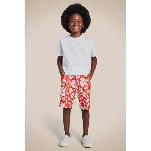 Bermuda Mini Moletom Hibisco Vermelho