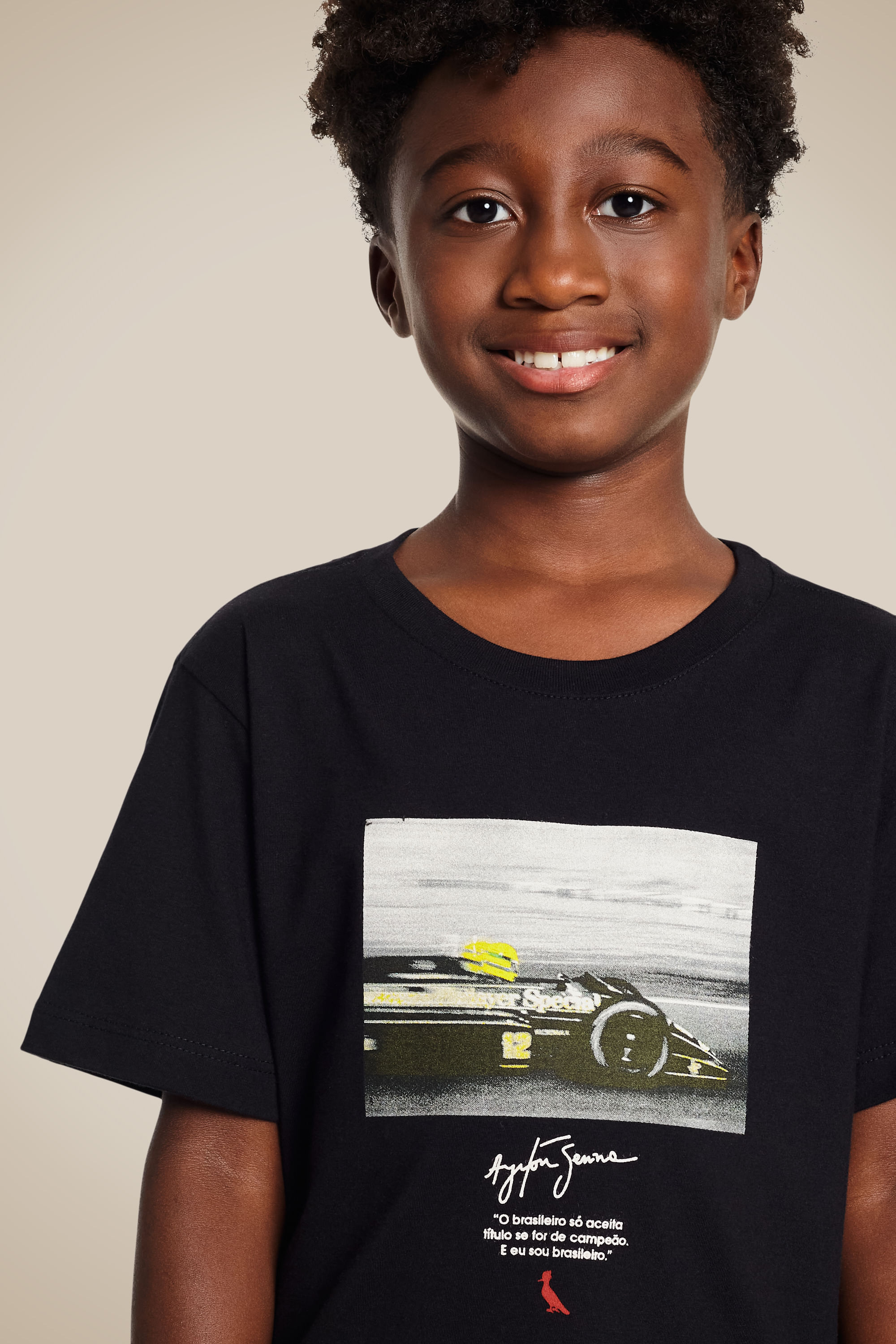 Camiseta Mini Estampada Retrato Senna