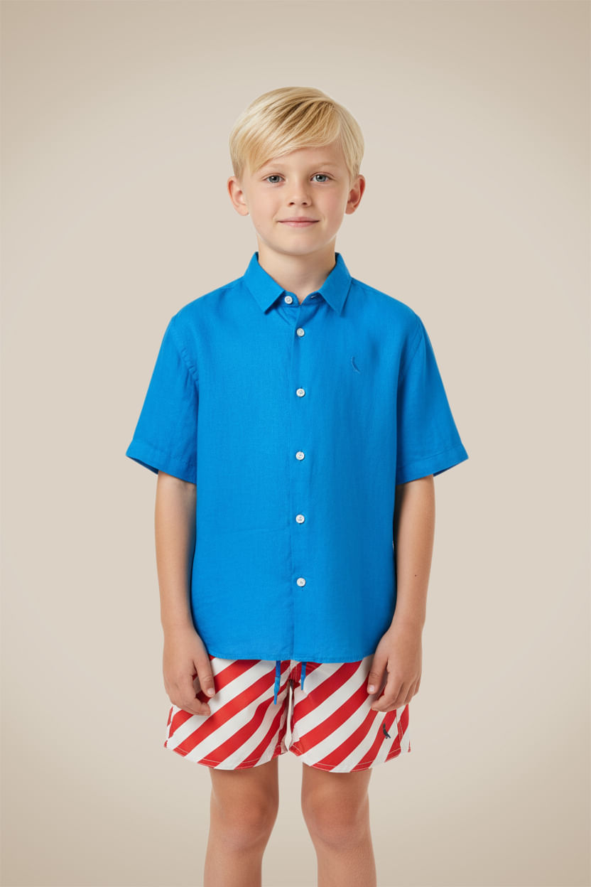 Camisa Mini Mc Tp Linho Tinturado