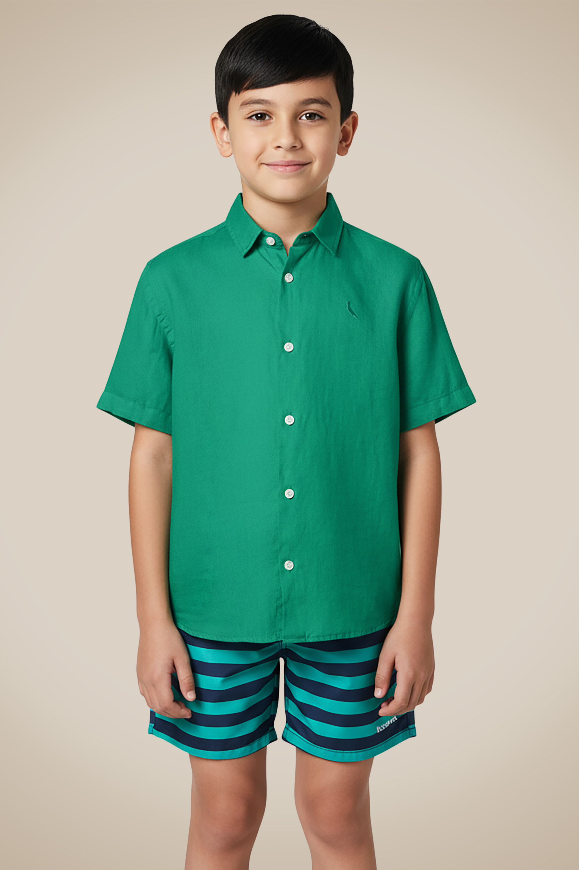 Camisa Mini Mc Tp Linho Tinturado