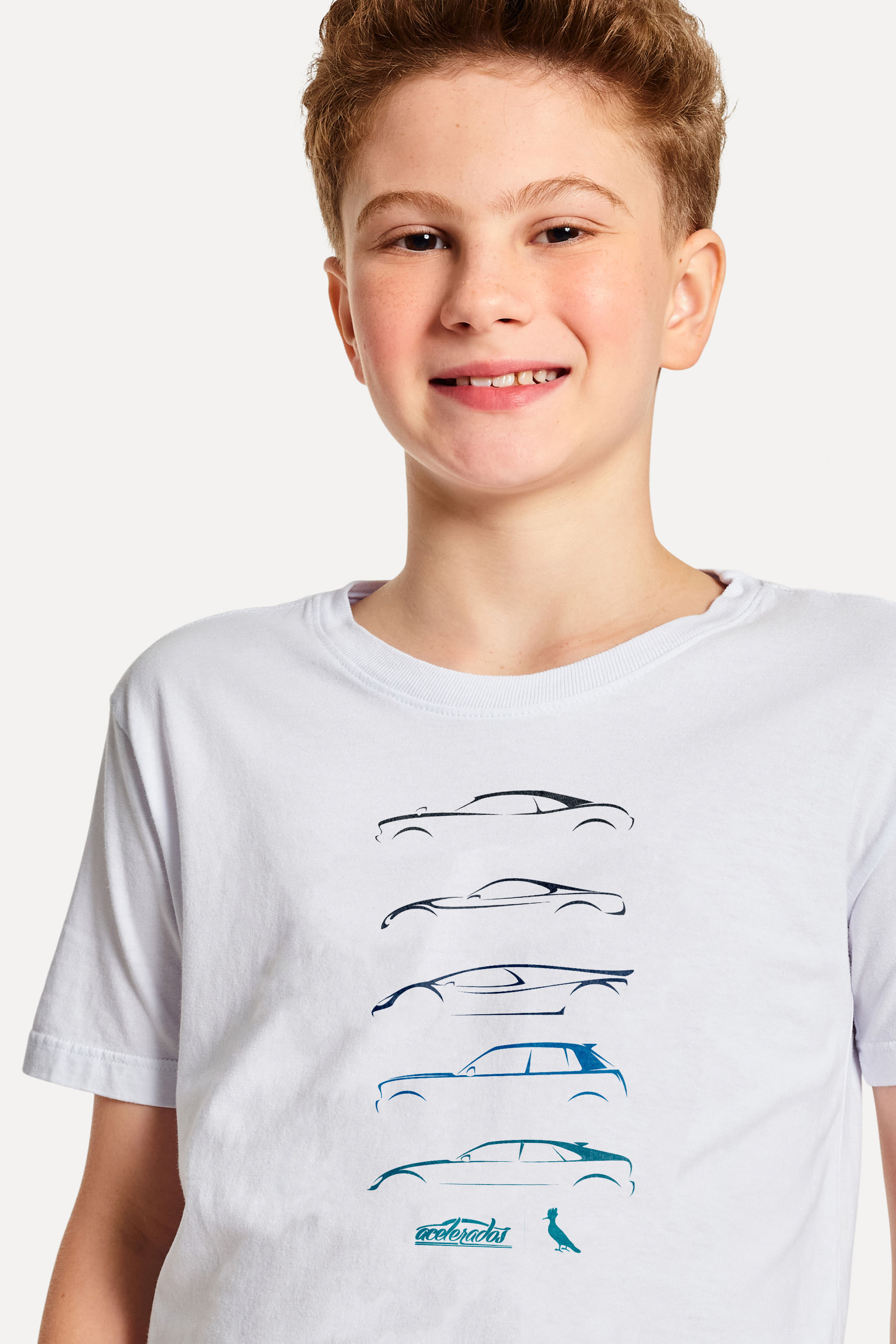 Camiseta Mini Est Silhueta Carros Azuis