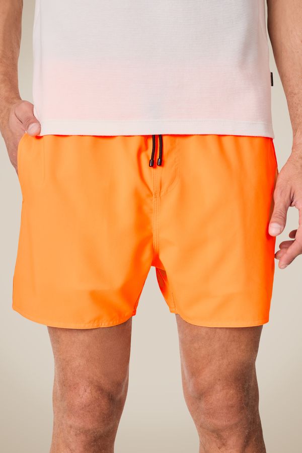 Short Praia Liso Basico Laranja Fluor - P
