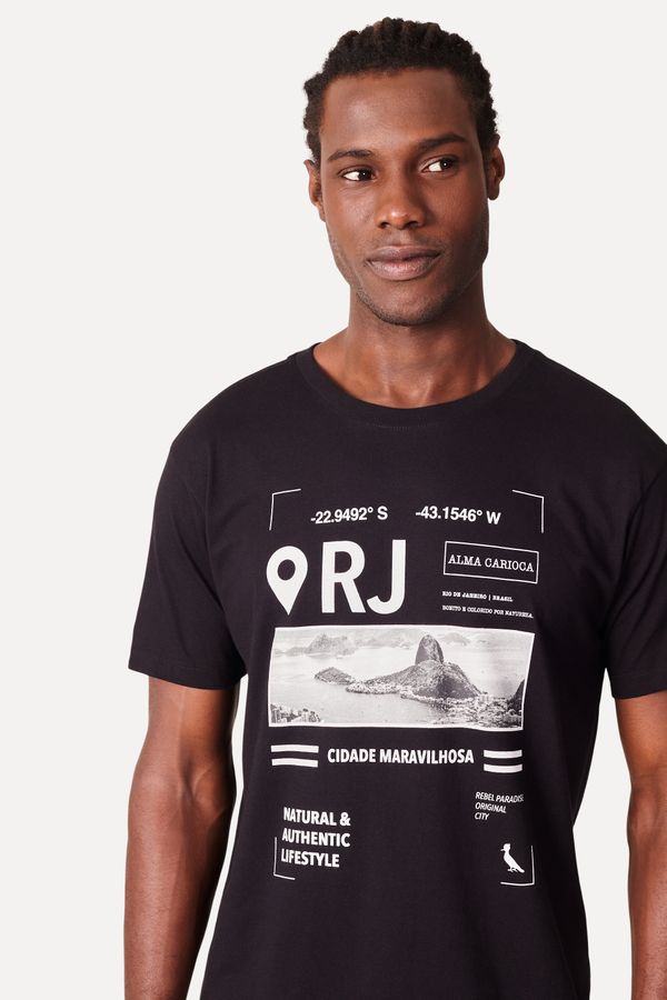Camiseta Slim Estampada Capitais Rj Preto - M