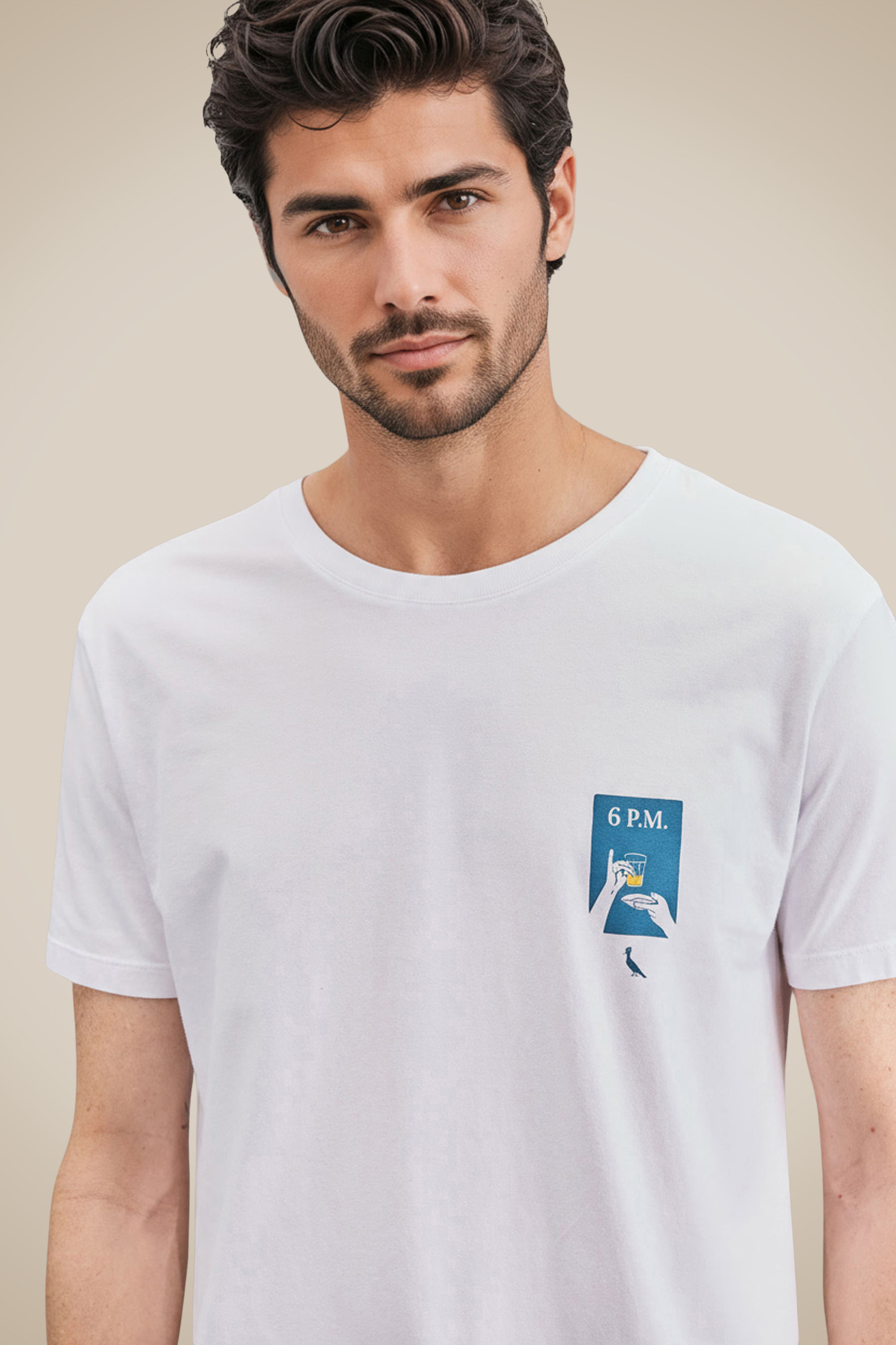 Camiseta Slim Estampada Copinho 6am - Branco - Gg