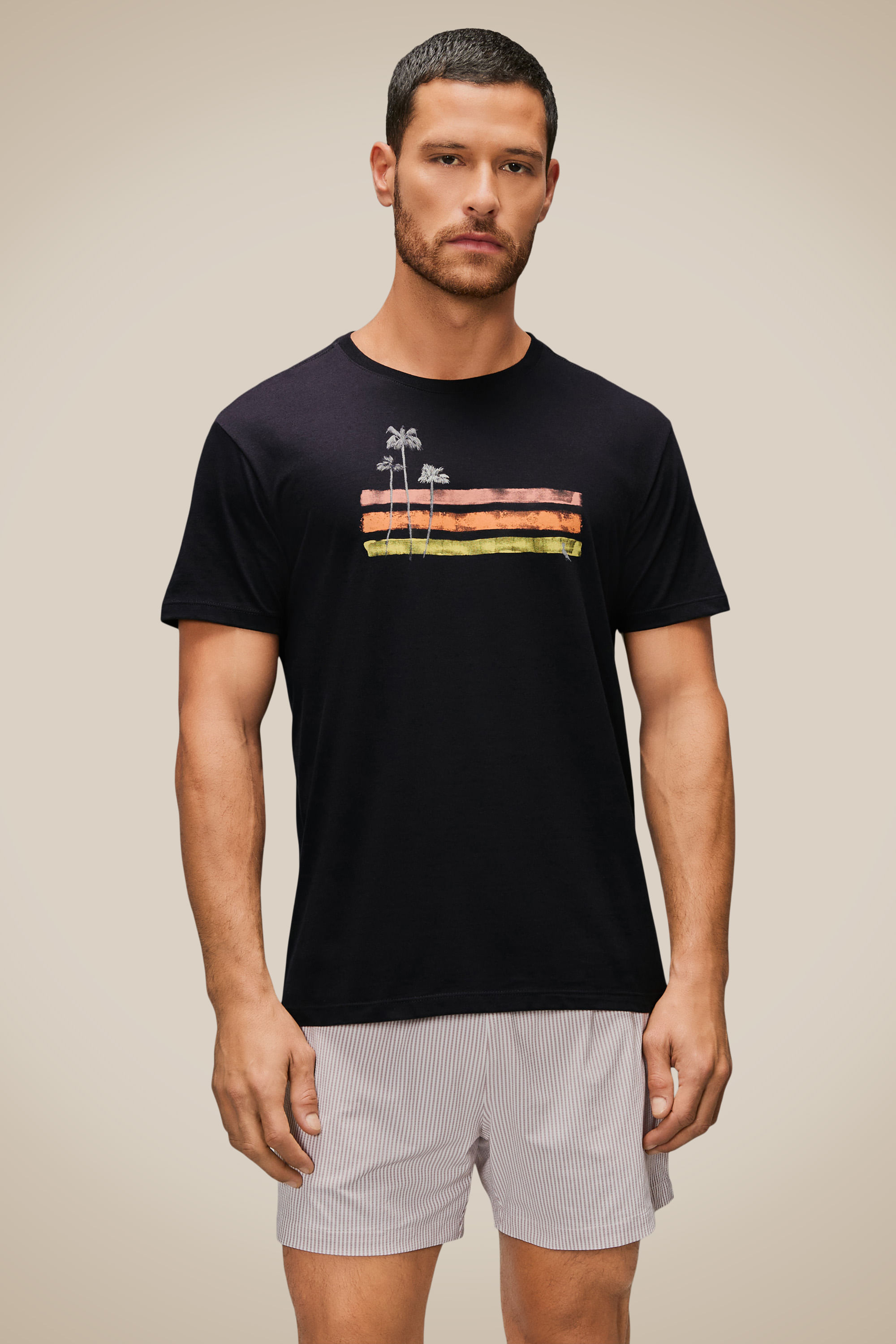 Camiseta Estampada Palm Water - Preto - G