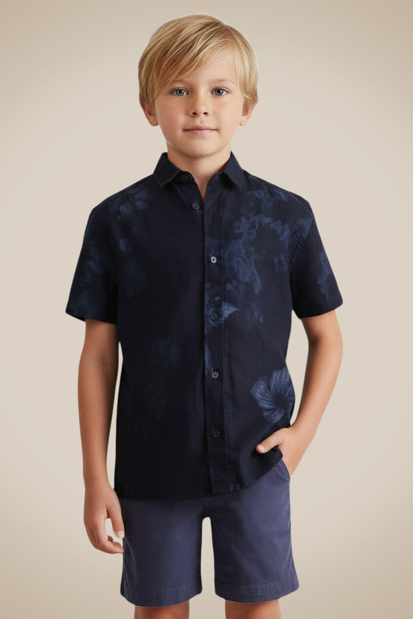 Camisa Mini Mc Indigo Bloom