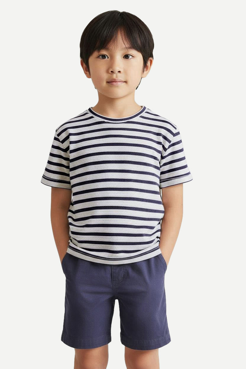 Camiseta Mini Malha Texture Listrado