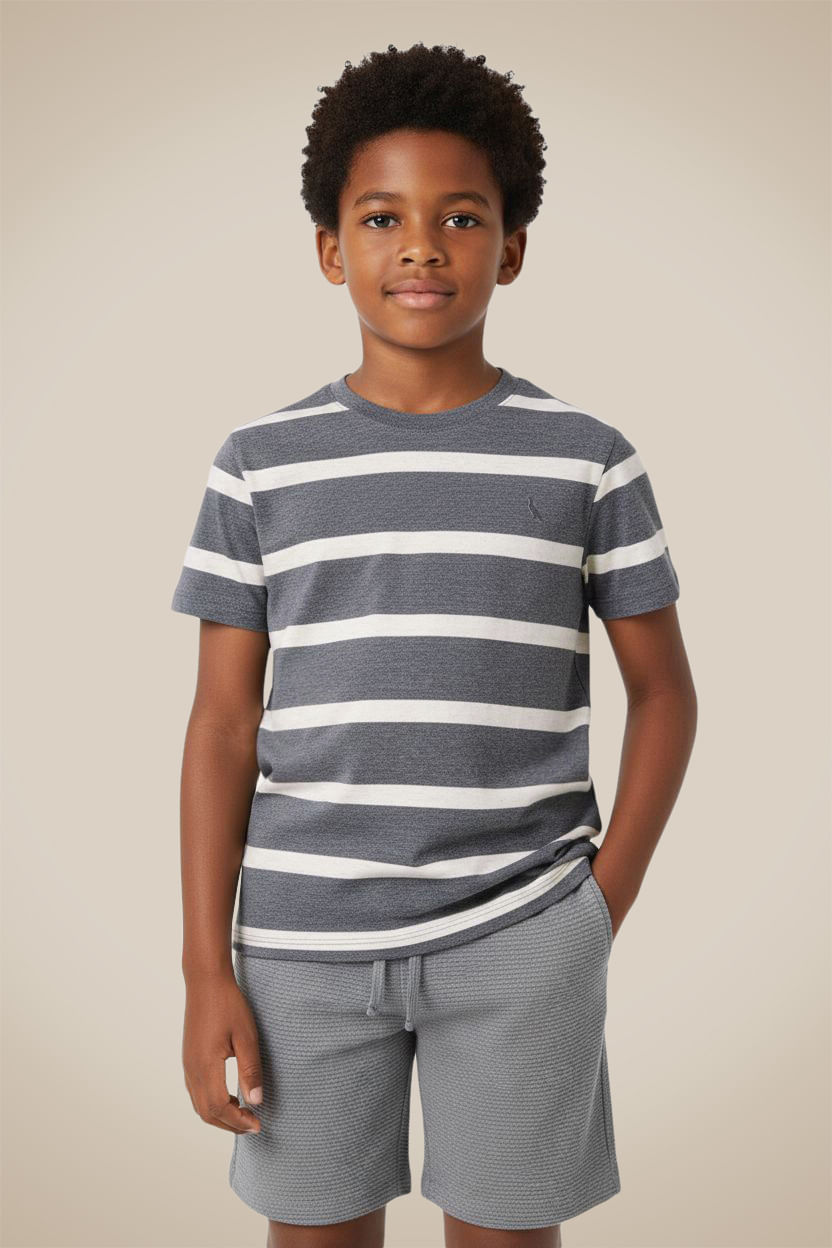 Camiseta Mini Listra Joa - Cinza Mescla - 12