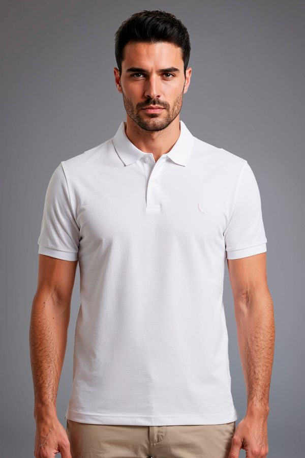 Polo Pima Elastano Branco E Branco - P