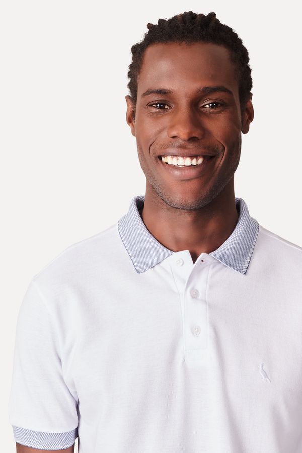 Polo Regular Gola Denim Branco - M