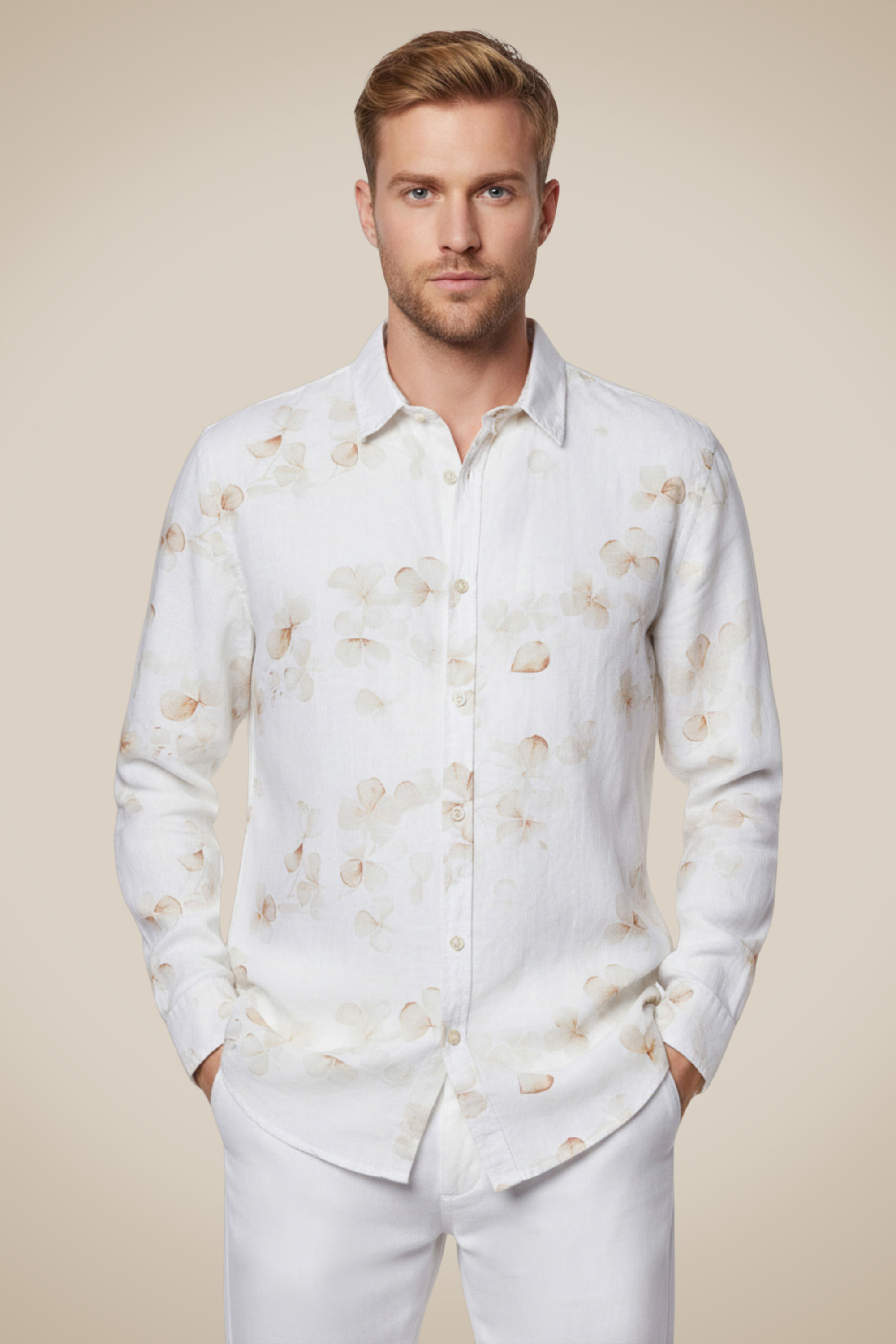 Camisa Ml Linho Estampa Lucky Gold