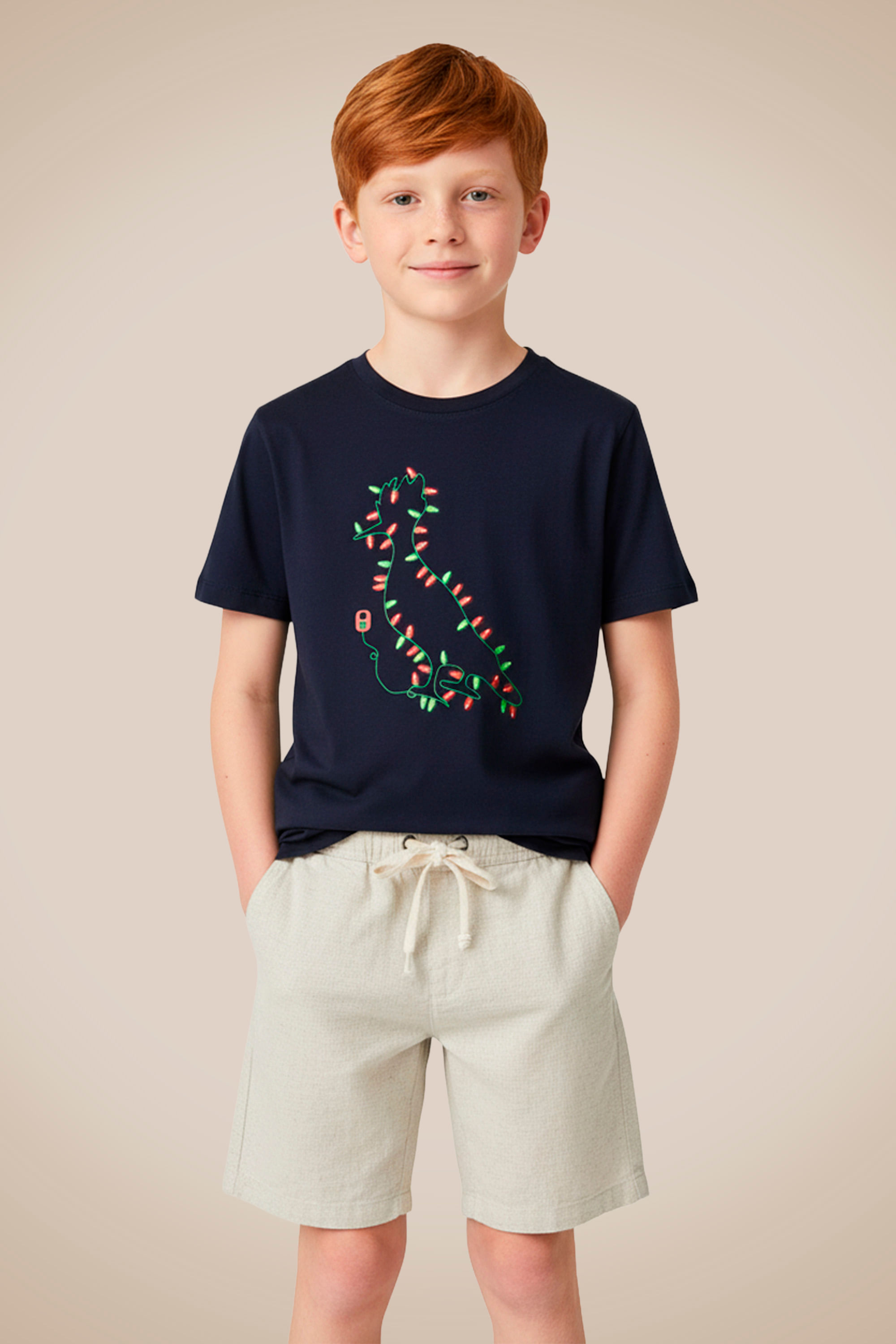 Camiseta Mini Est Pica Pau Luzes Natal - Marinho - 02