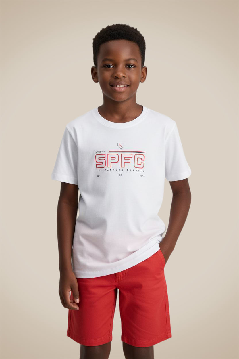 Camiseta Mini Estampa Tricampeao Spfc