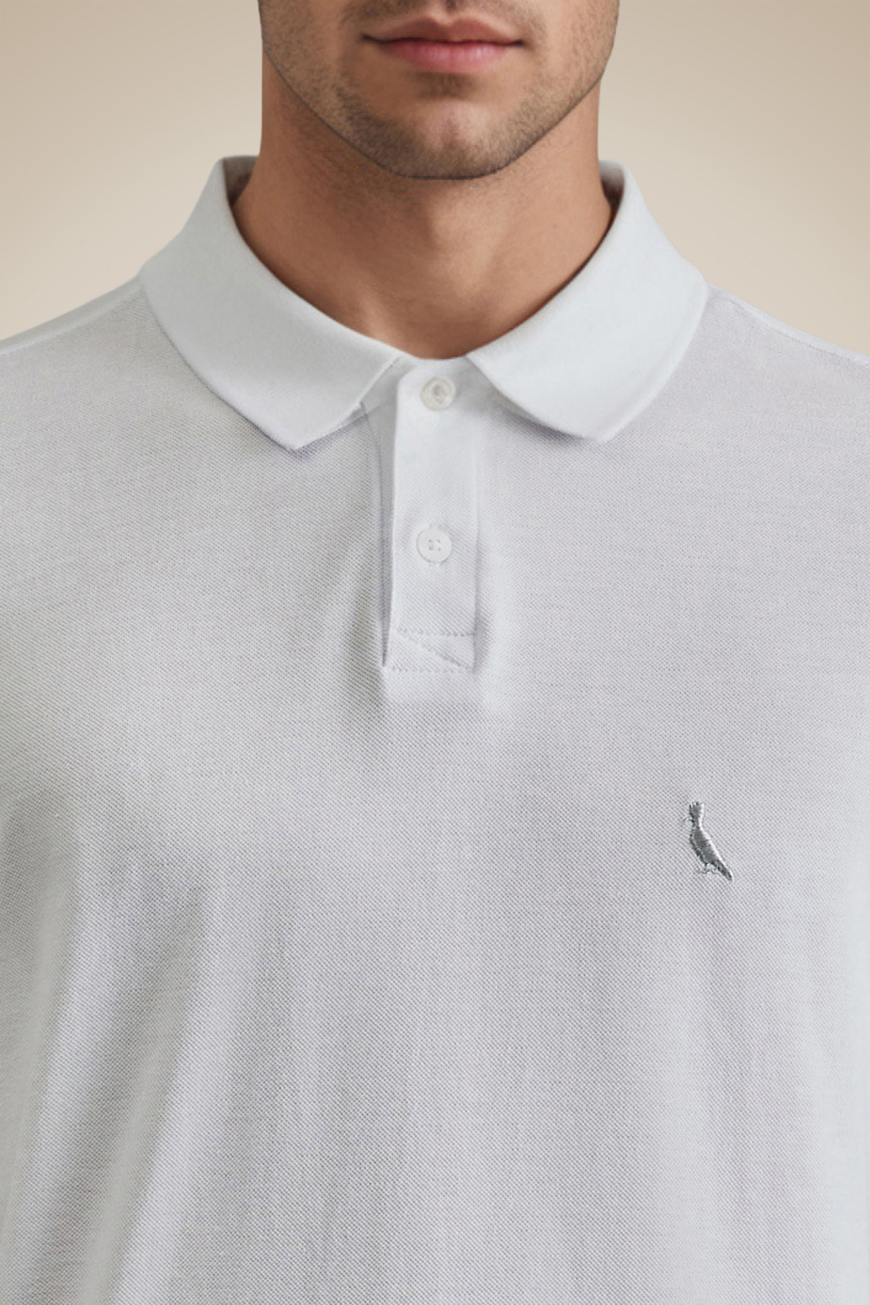 Polo Slim Bordado Silver