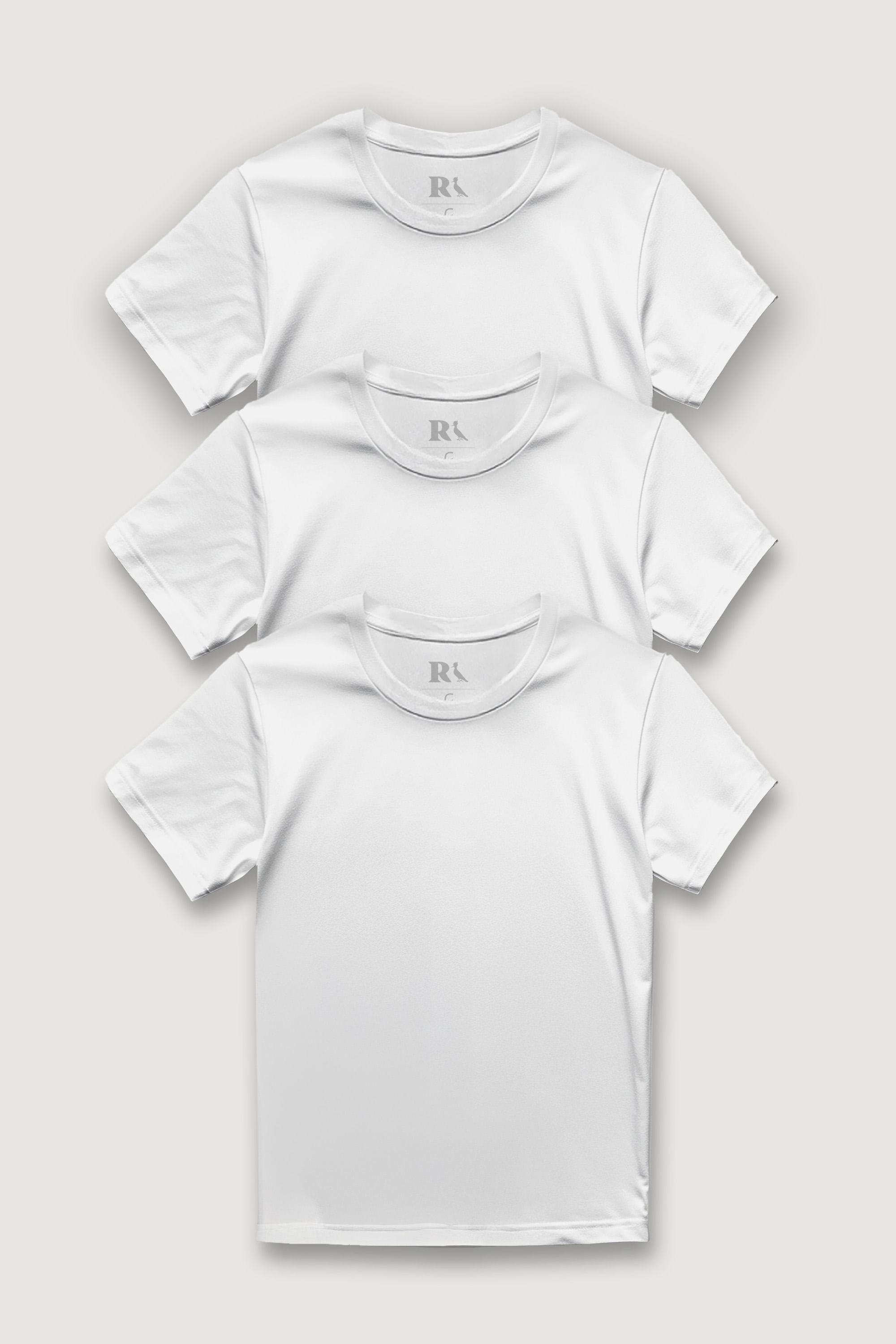 Kit 3 Camisetas Básica Branca