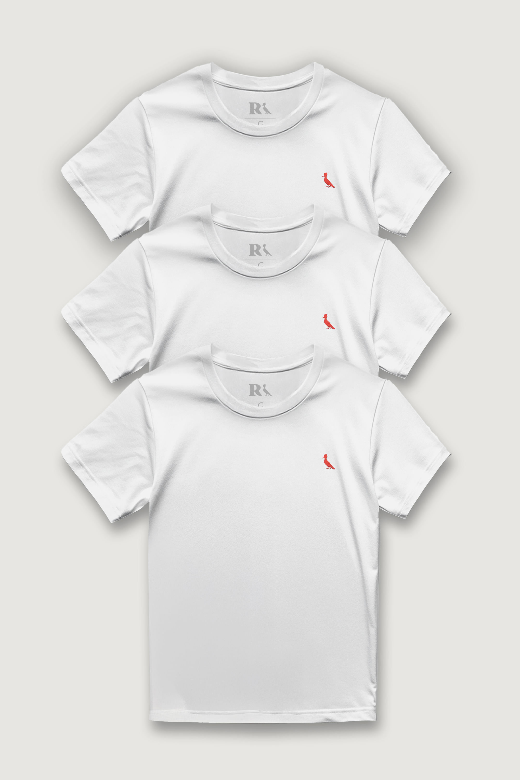 Kit 3 Camisetas Brasa Branca Pica Pau Bordado