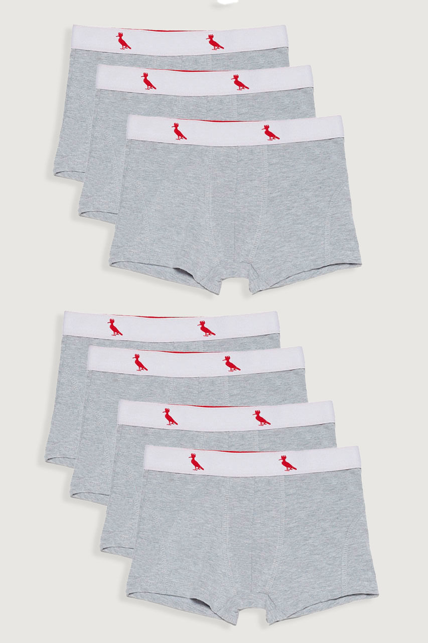 Kit 7 Cuecas Cinzas Mini Boxer