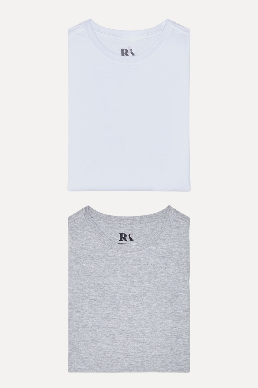 Kit 2 Camisetas Básicas Branca E Cinza Reserva