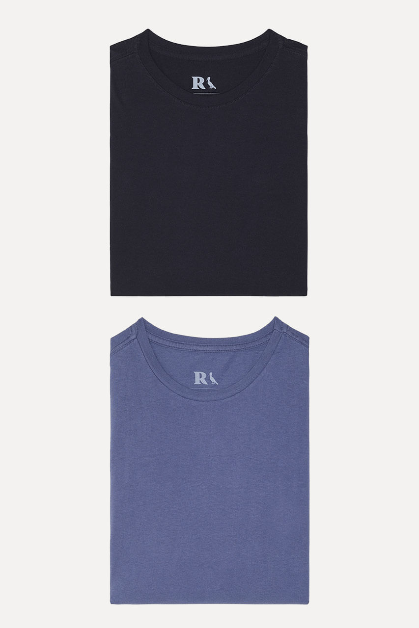 Kit 2 Camisetas Básicas Preta E Marinho Reserva