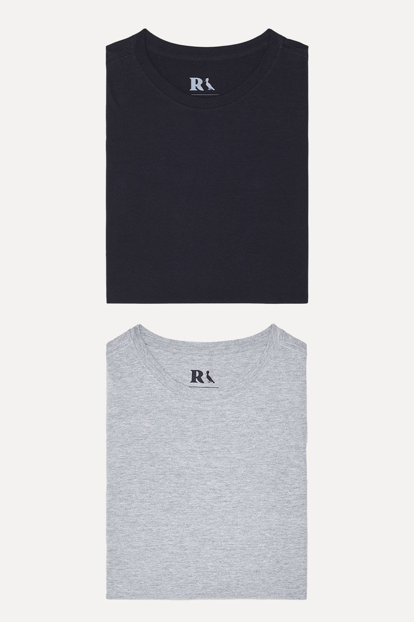 Kit 2 Camisetas Básicas Preta E Cinza Reserva