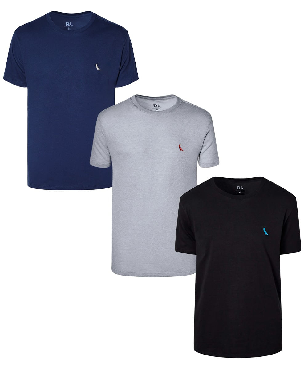 Kit 3 Camisetas Bordadas Céu