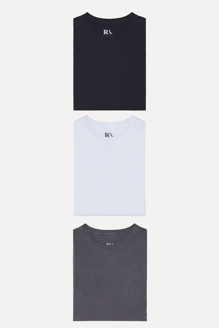 Kit 3 Camisetas Básicas Bw Colors Reserva