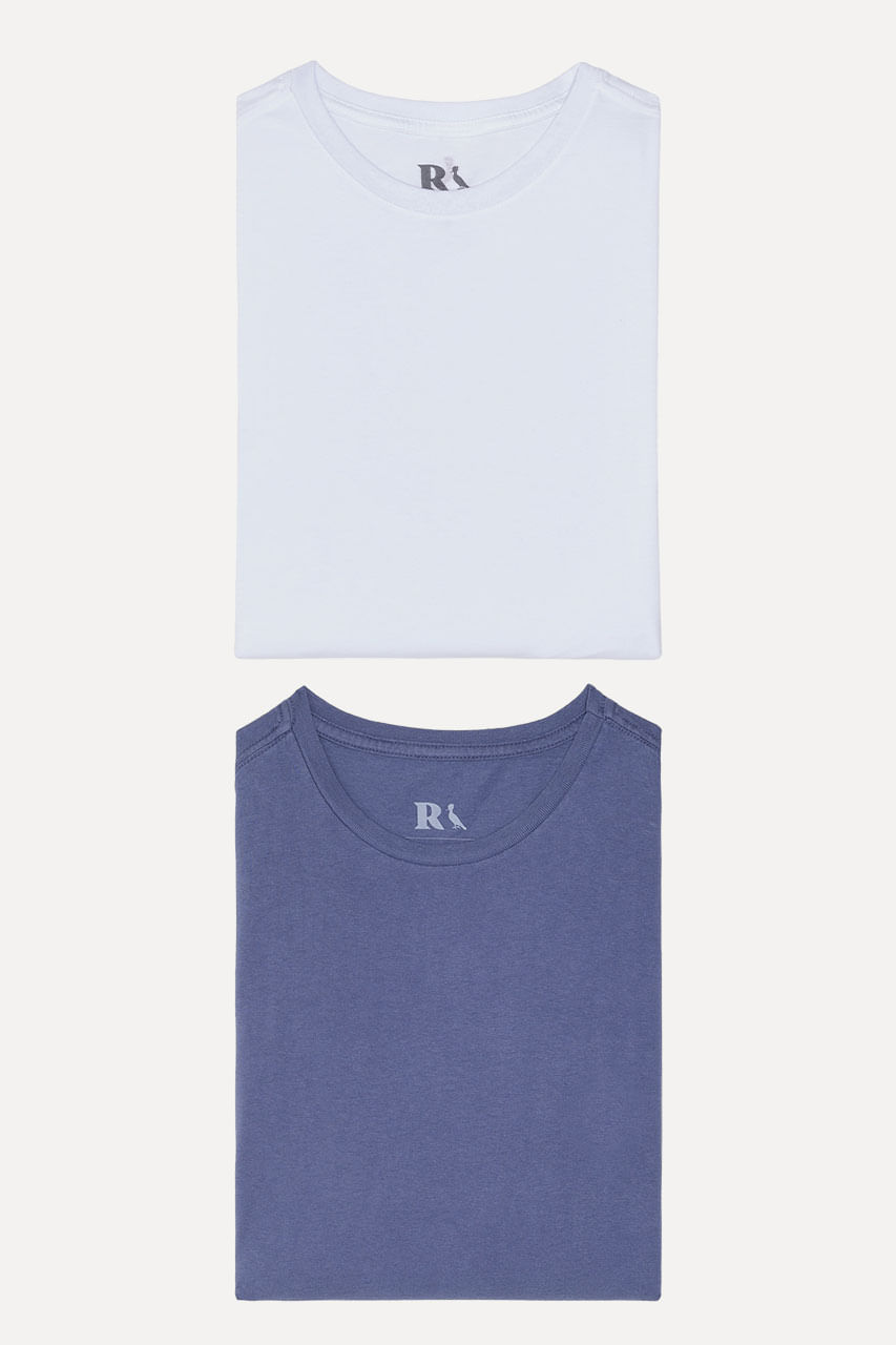 Kit 2 Camisetas Básicas Branca E Marinho Reserva