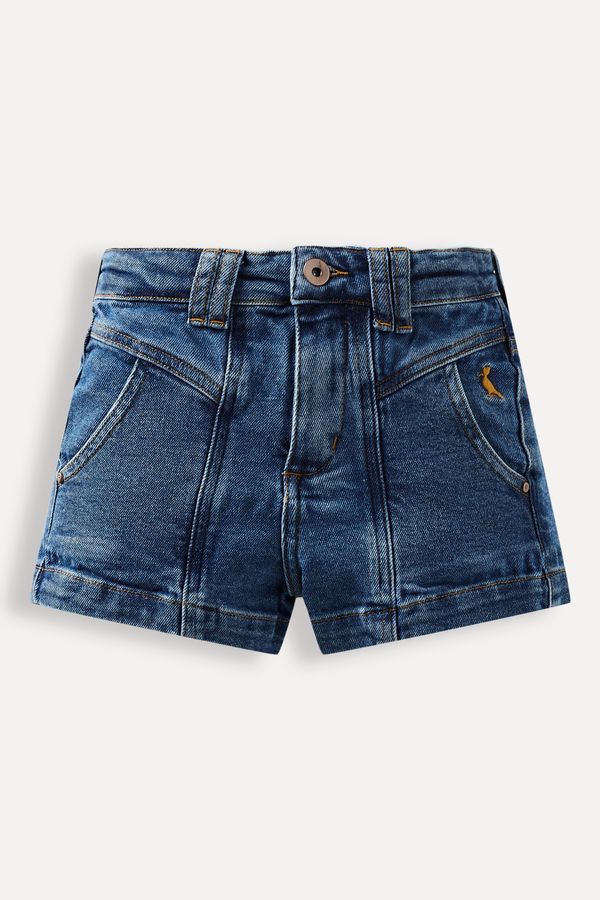 Short Menina Jeans Pespontos Indigo - 02