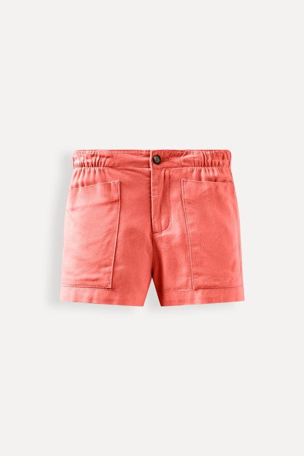 Short Menina Linho Liso Vermelho - 08
