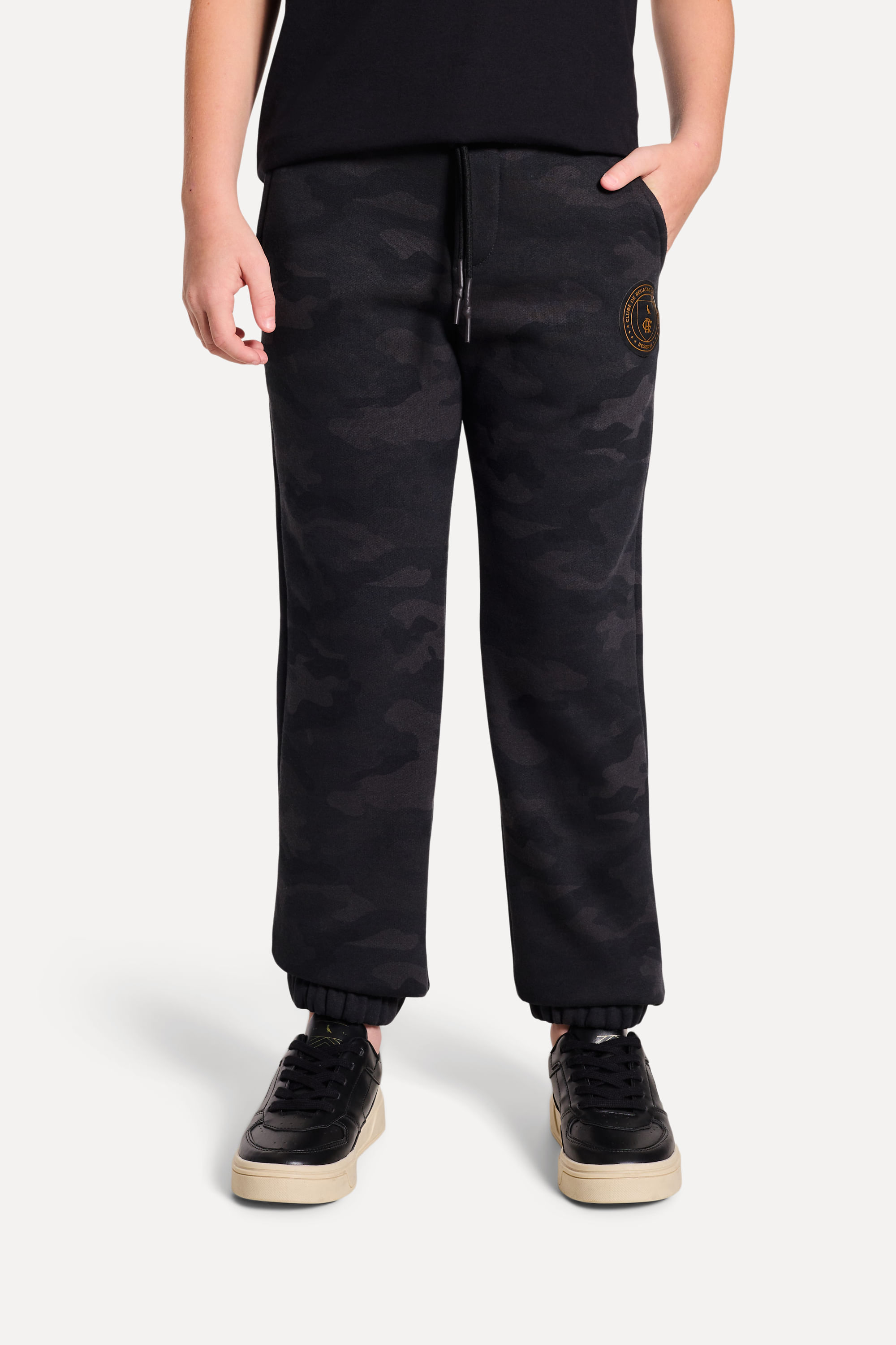 Calca Mini Moletom Camuflado Fla Preto