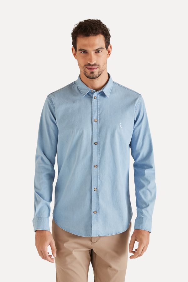 Camisa Jeans Elastano Claro Azul Claro - P