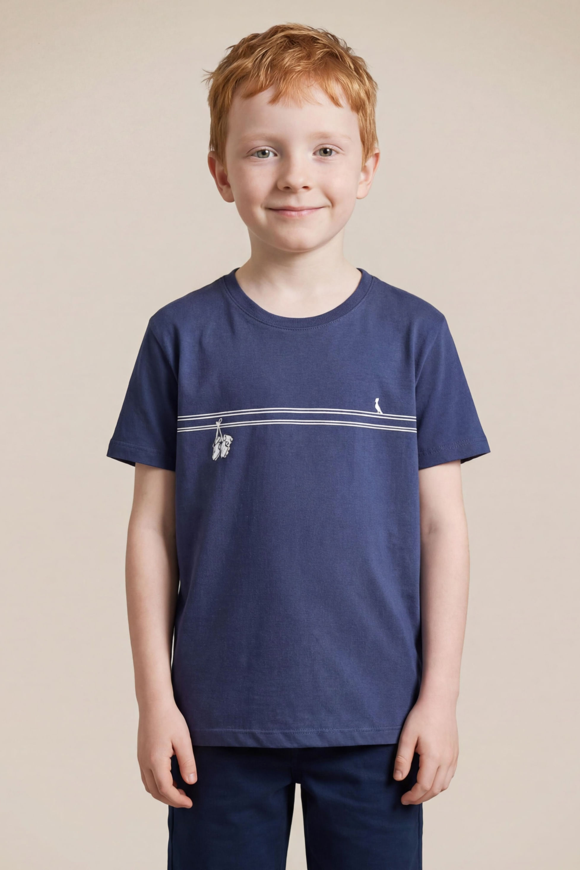 Camiseta Mini Estampada Tenis No Fio - Marinho - 10