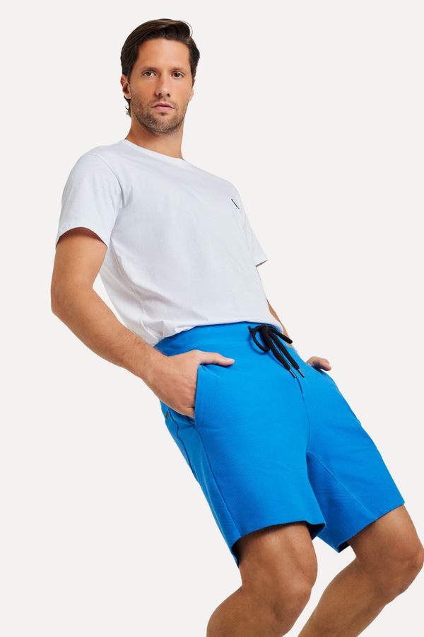 Bermuda Moletom Diagonal Azul Royal - G
