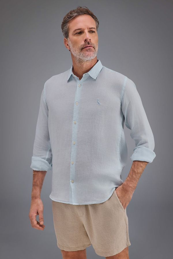 Camisa Ml Linho Basico Azul Claro - M