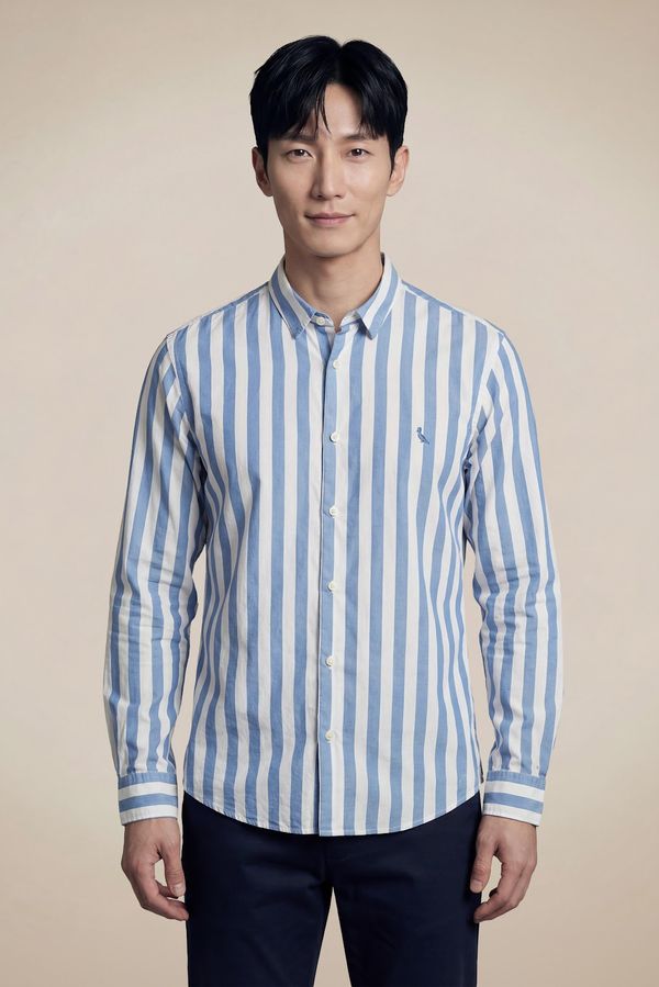 Camisa Ml Listas Erbe Azul Claro - P