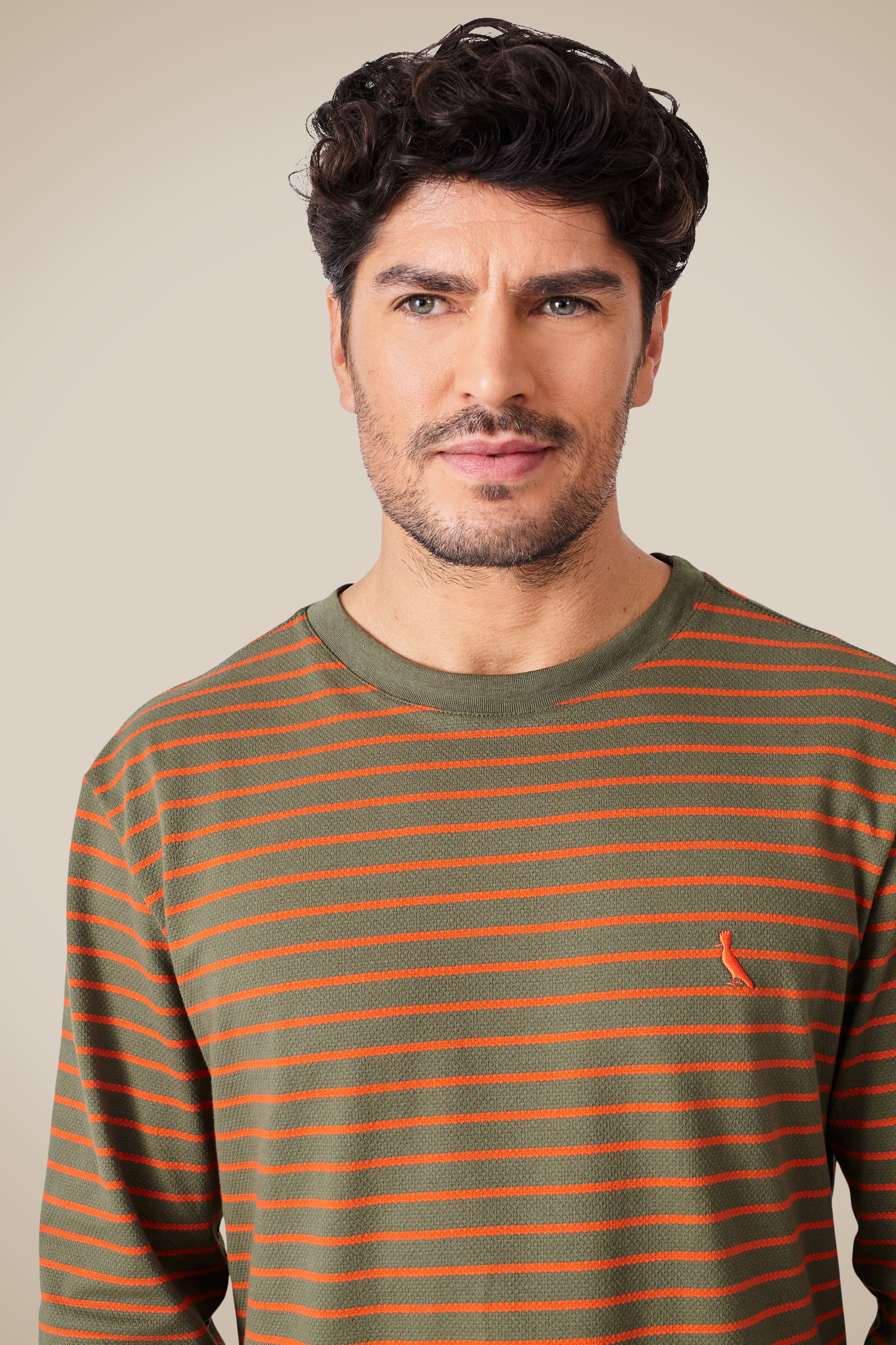 Camiseta Regular Ml Listrado Trabalhado