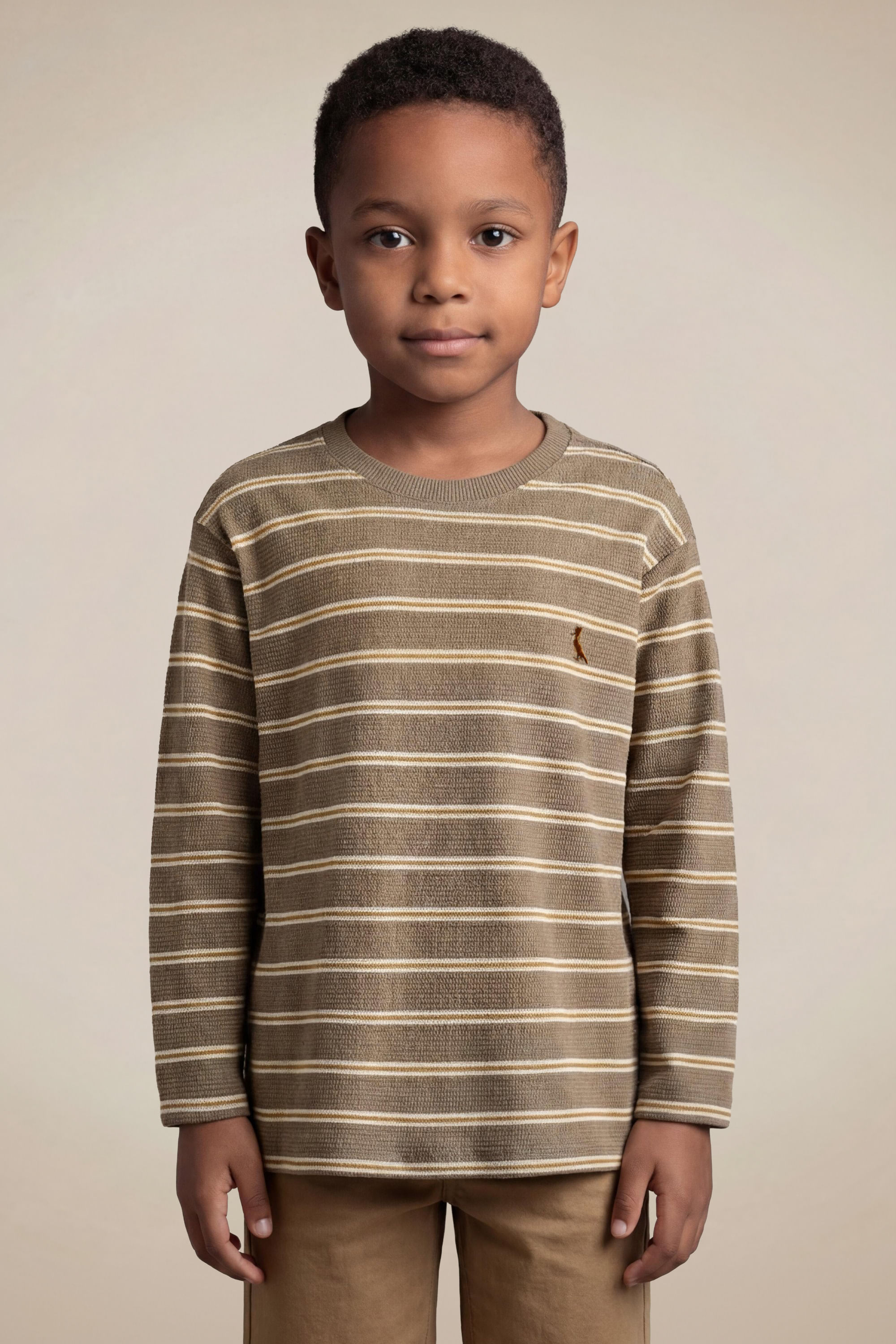 Camiseta Ml Mini Listra Textura - Militar - 10