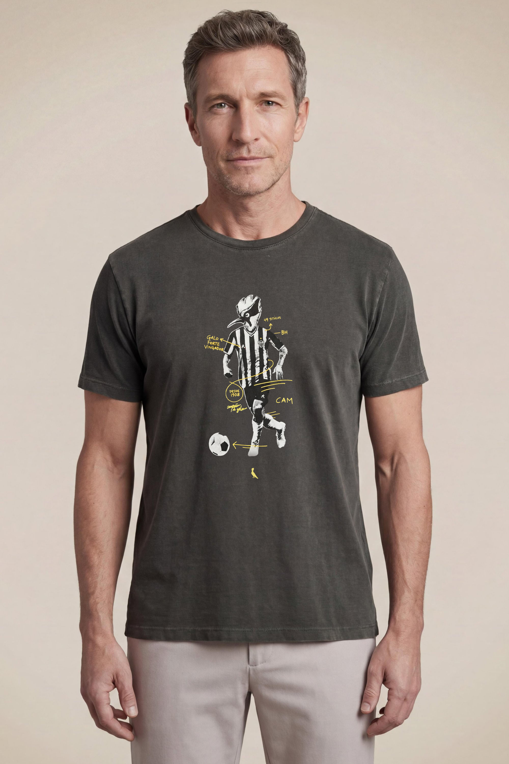 Camiseta Estampada Pica Pau Jogador Galo