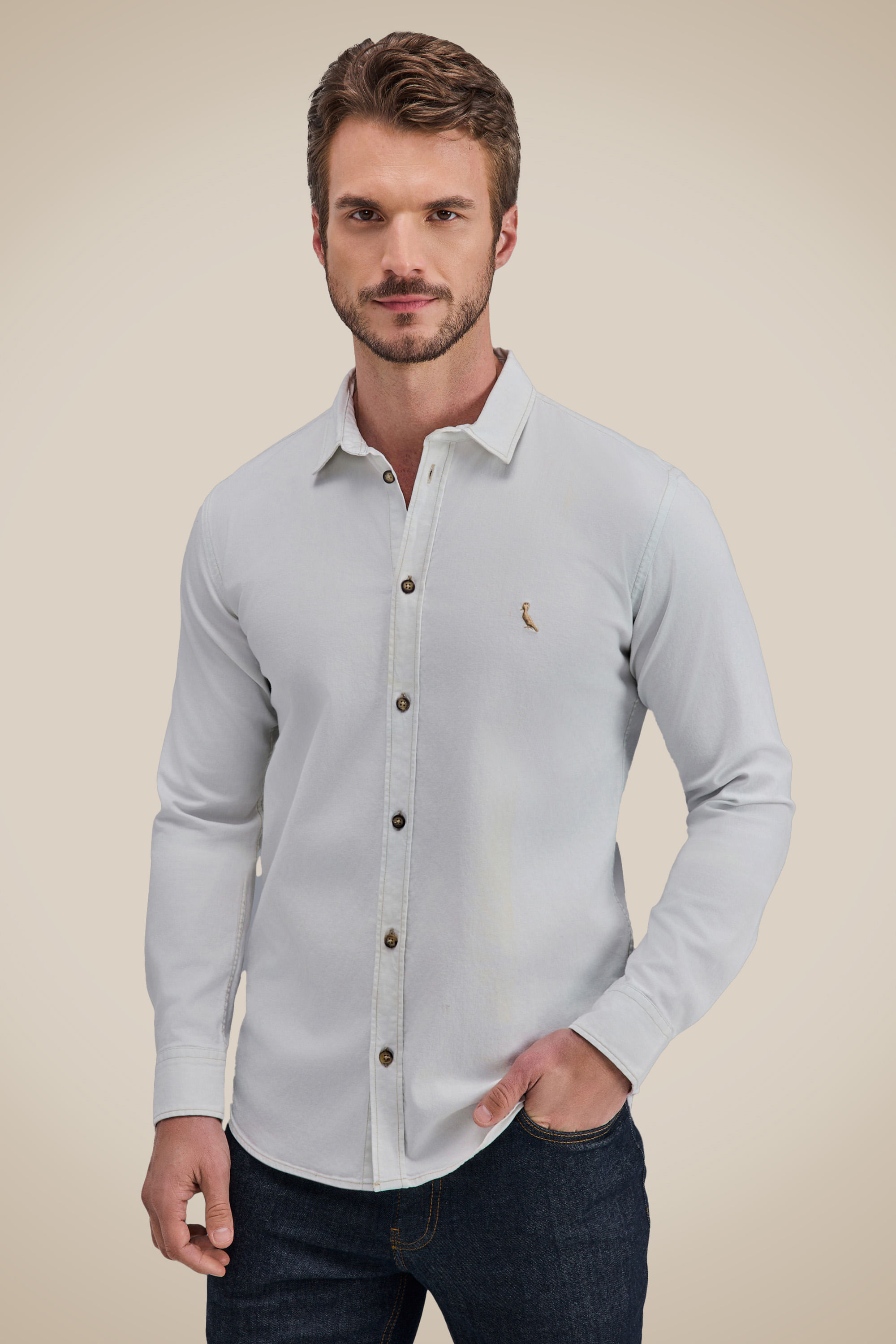 Camisa Jeans Elastano Claro