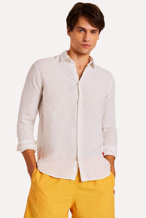 Camisa Pf Ml Linho Off White - P